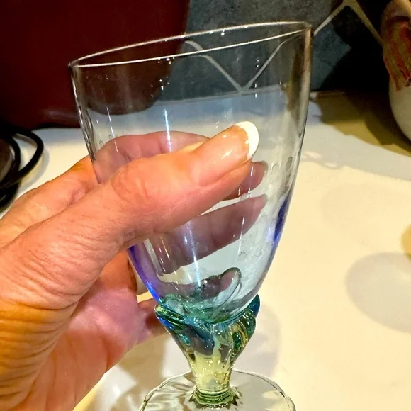 VTG BORMIOLI ROCCO BAHIA FOOTED GOBLET ITALY SET OF 4 5 5/8” JUICE WATER WINE DC - Picture 8 of 10